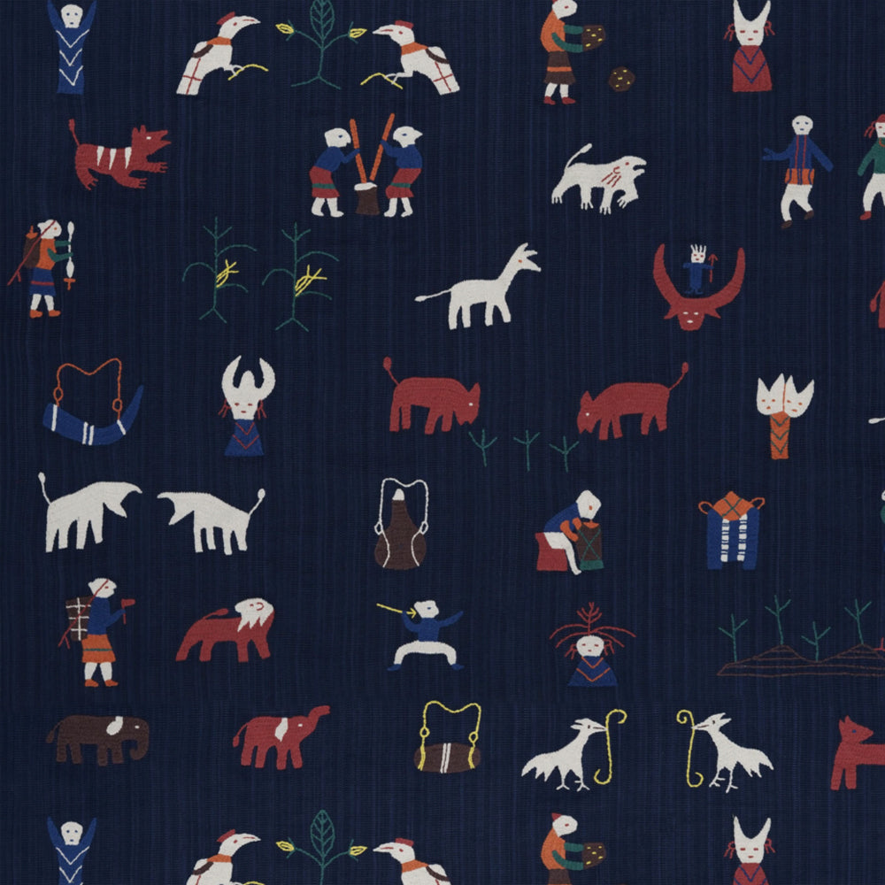 Jim Thompson stof Naga Embroidery Indigo JT013911001