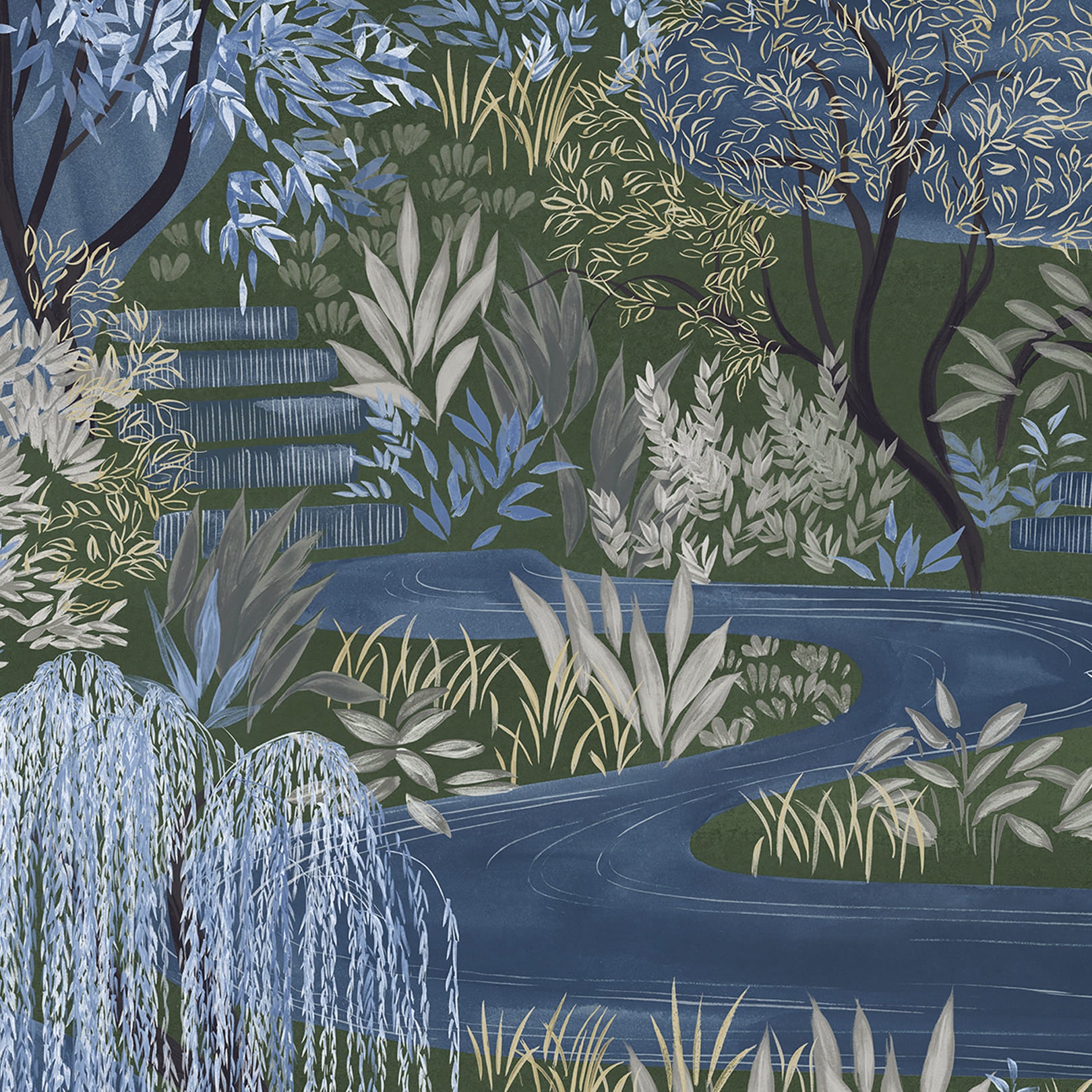 Les Dominotiers Water Garden Blue interieur