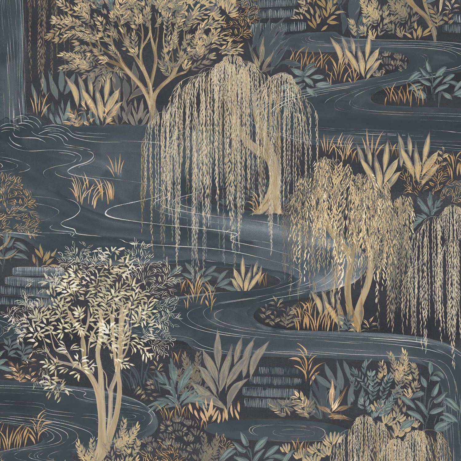 Les Dominotiers Water Garden Brown detail