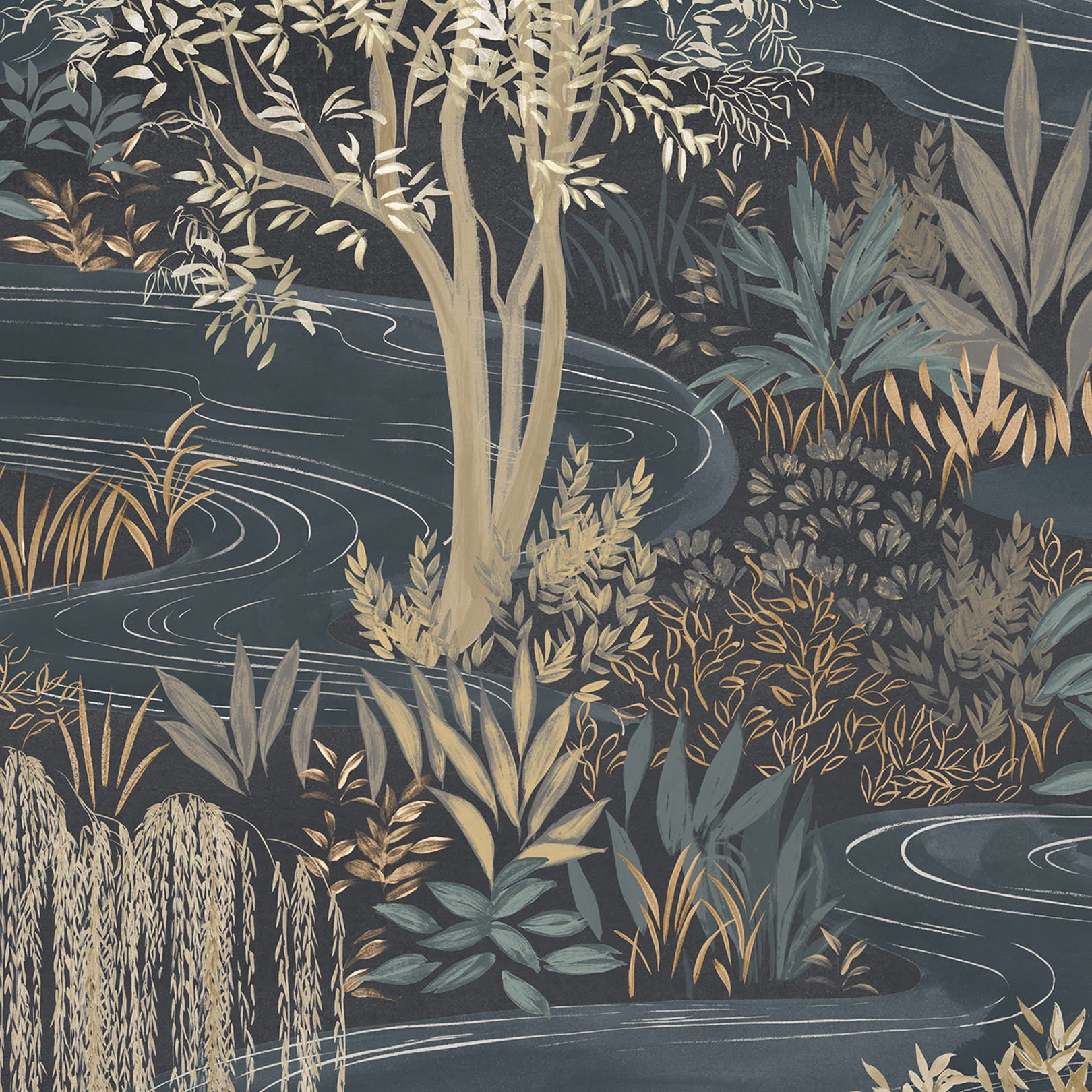 Les Dominotiers Water Garden Brown interieur