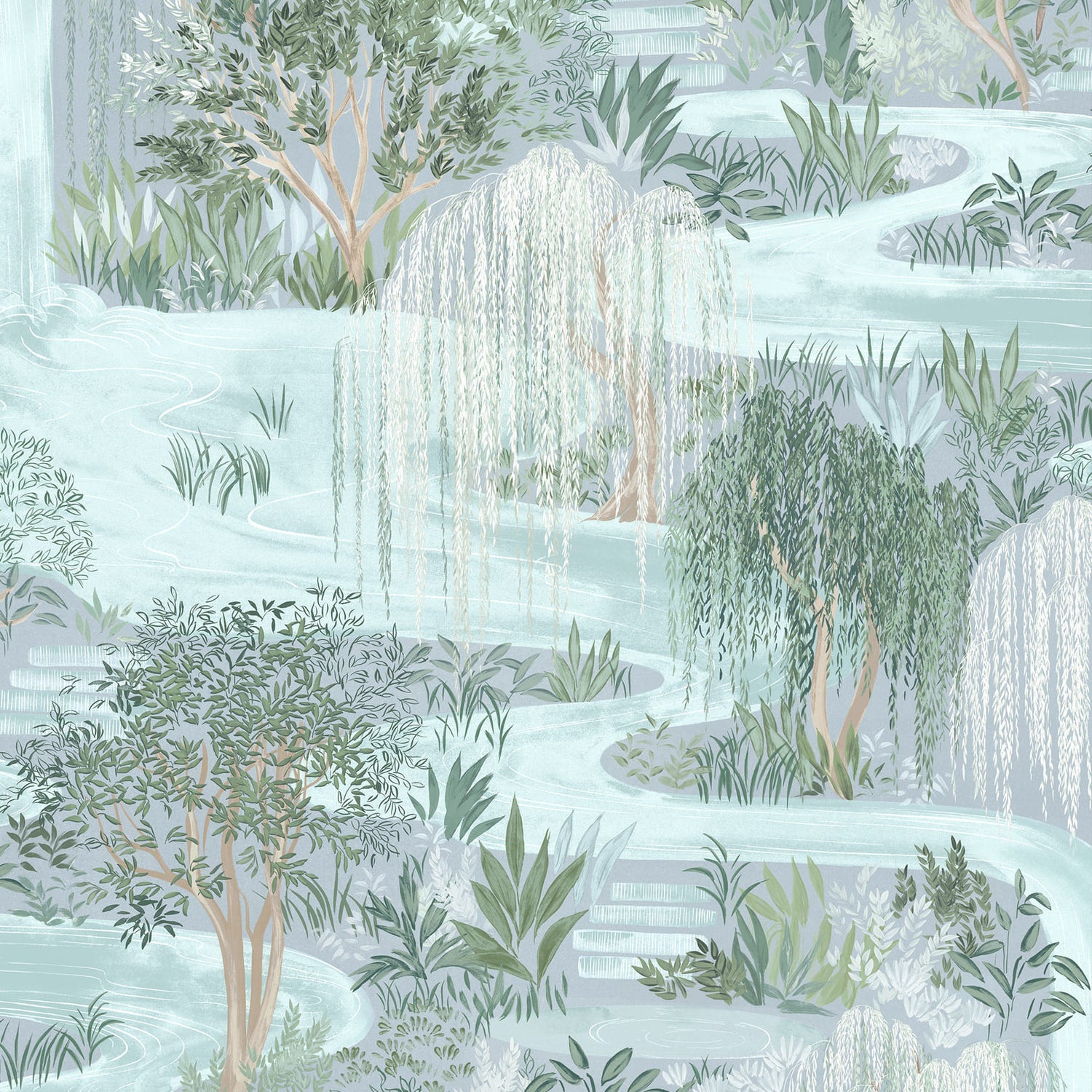 Les Dominotiers Water Garden Pale Blue detail