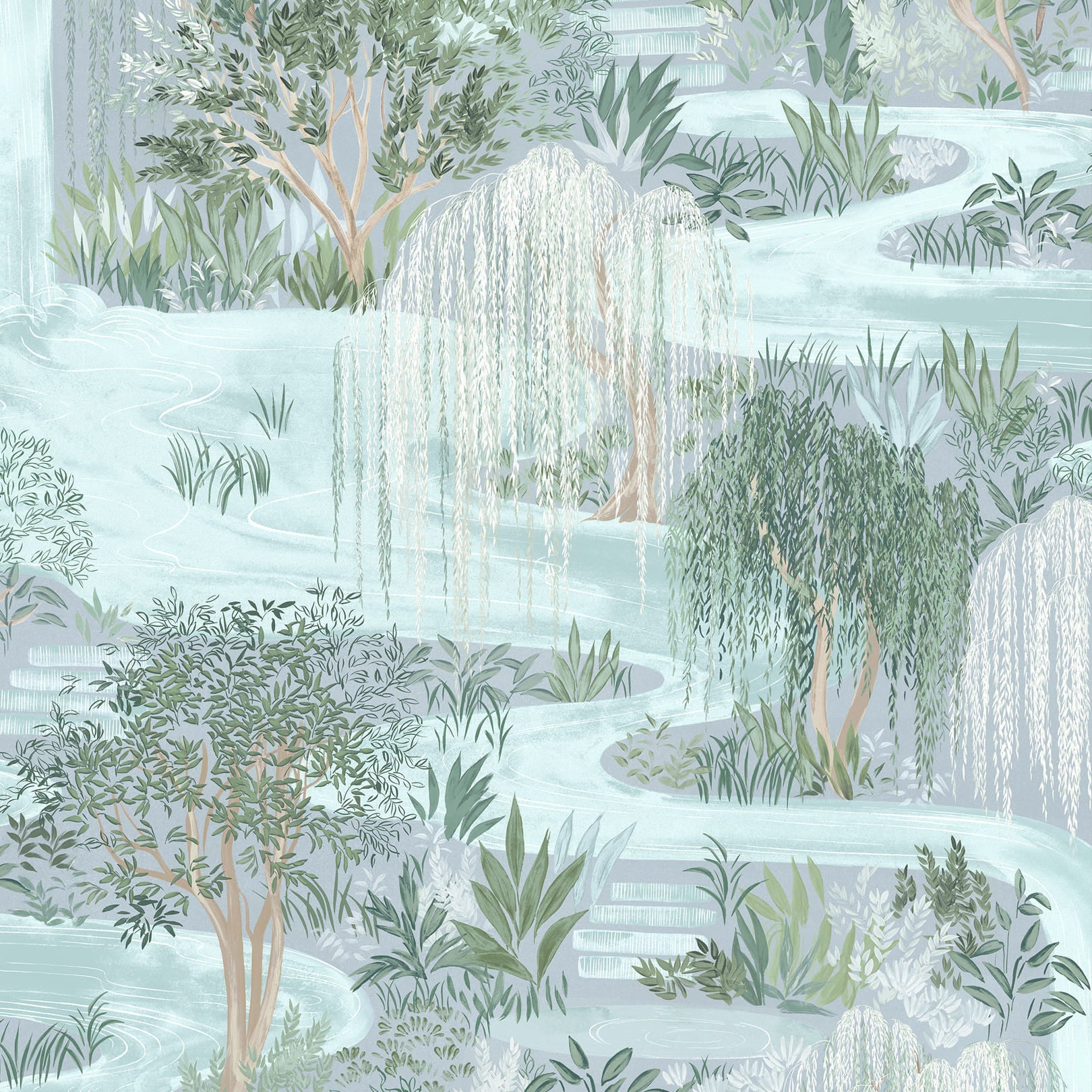 Les Dominotiers Water Garden Pale Blue detail