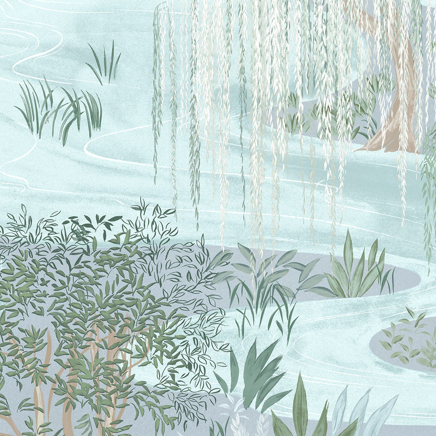 Les Dominotiers Water Garden Pale Blue interieur