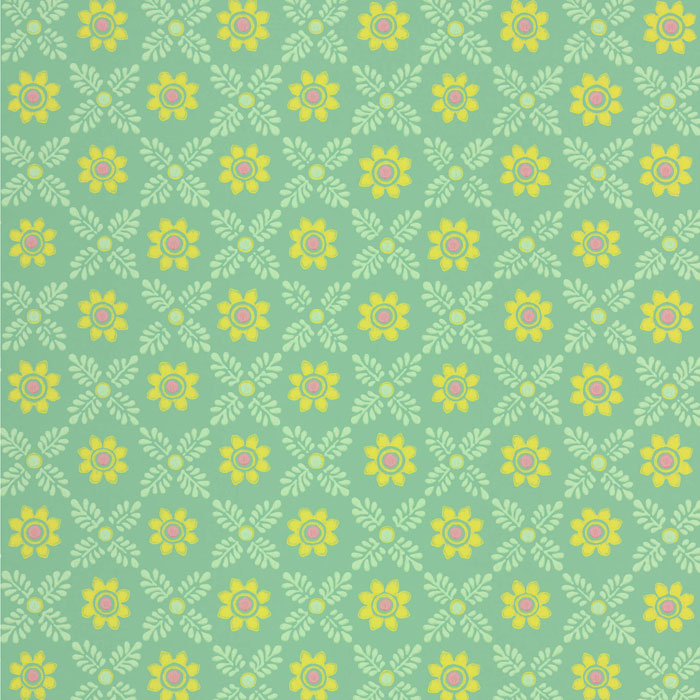 Little Greene Behang Ditsy Block - Green Verditer