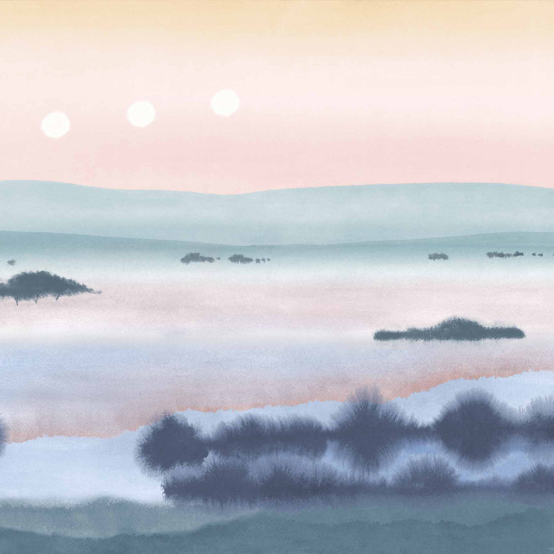 Tres Tintas Many Moons Celeste muurbehang M5501-4, Entre Luces