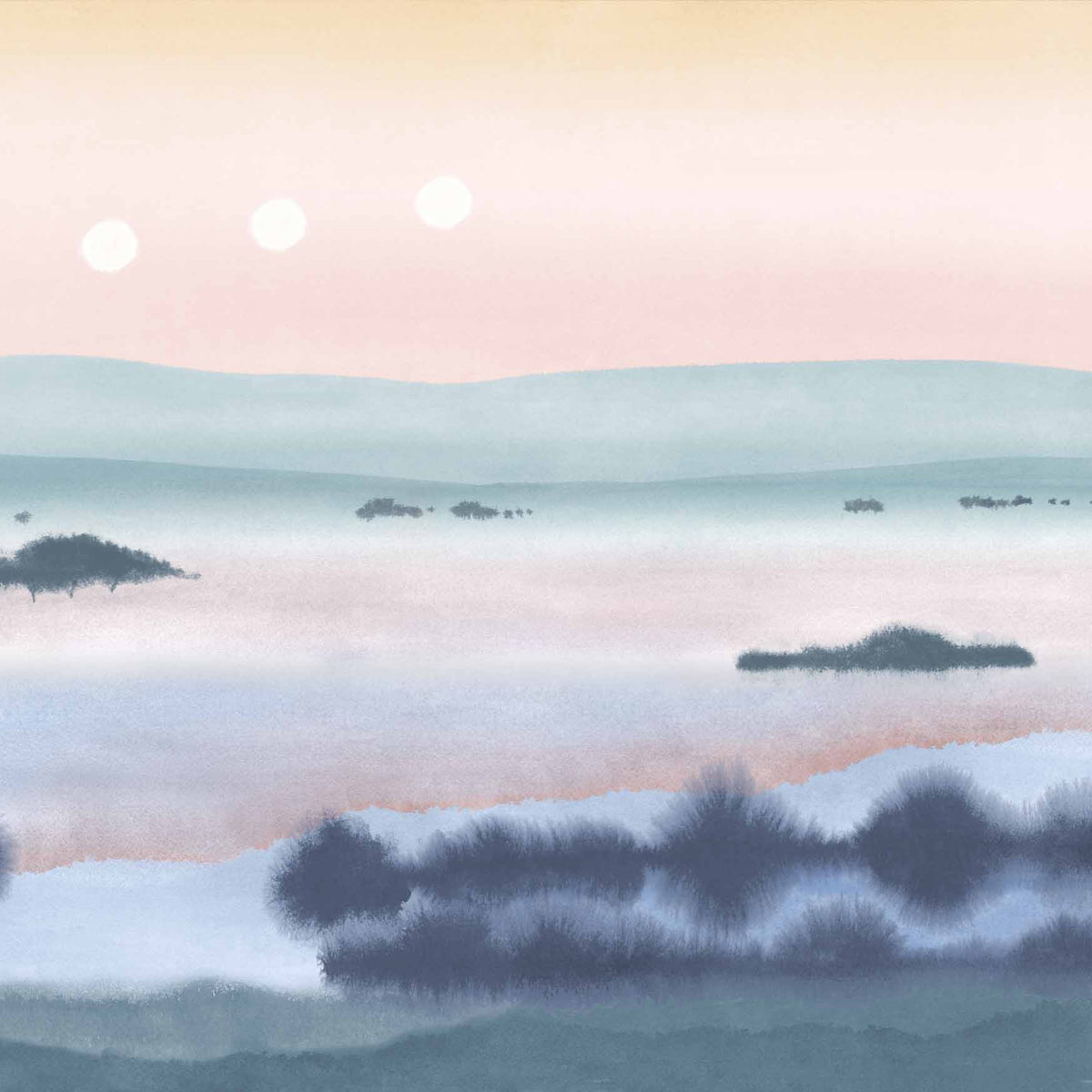 Tres Tintas Many Moons Celeste muurbehang M5501-4, Entre Luces