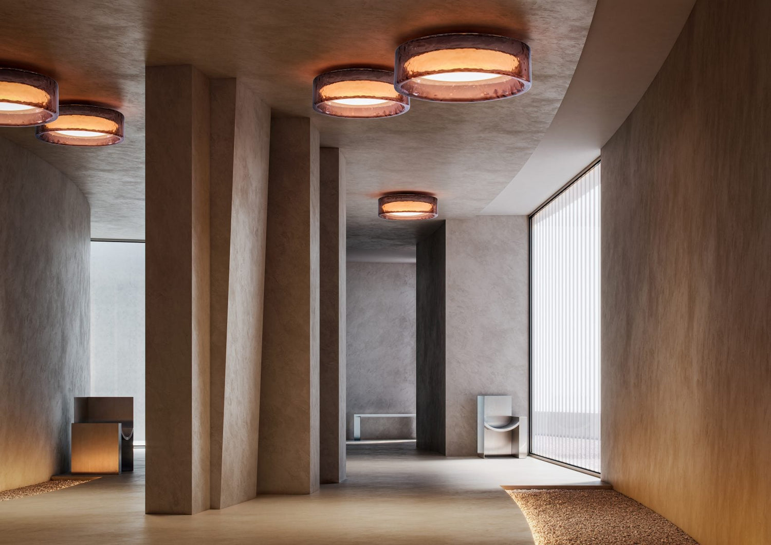 Marset Ringo C 90 plafondlamp sfeerbeeld corridor