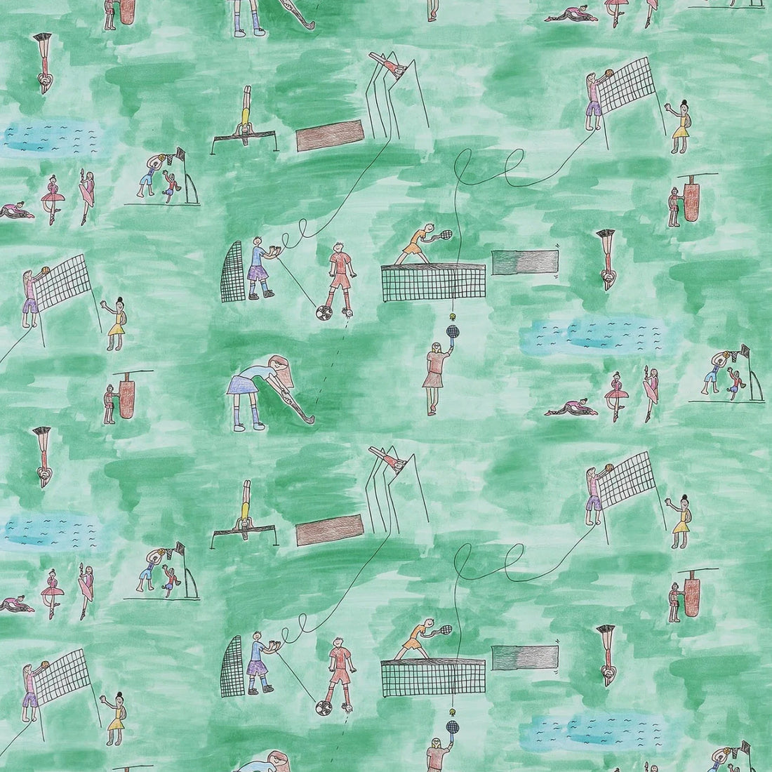 Pierre Frey behang Les sports de Lara Vert FP821001