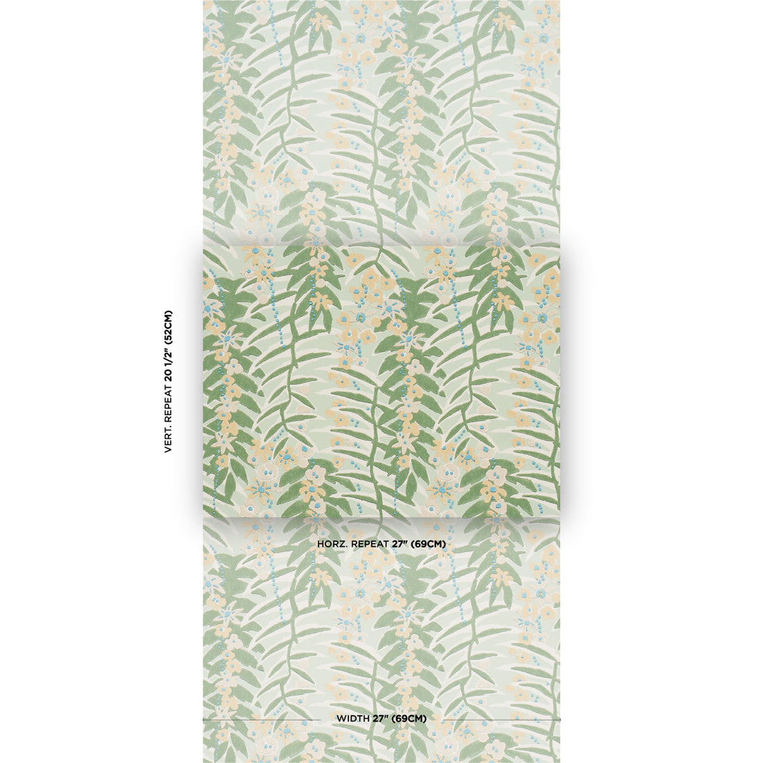 F. Schumacher Ashbee Botanical Aqua patroondetail