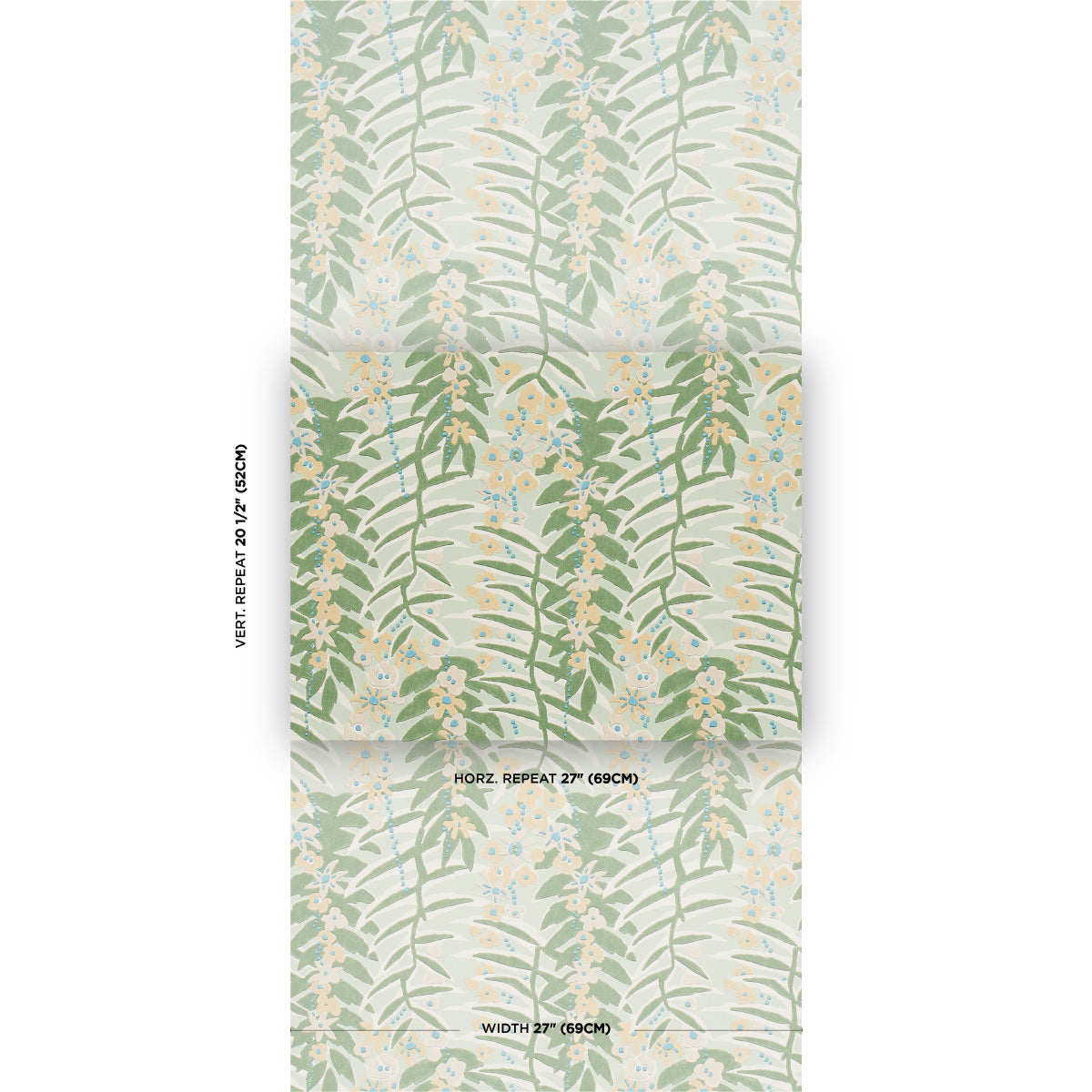 F. Schumacher Ashbee Botanical Aqua patroondetail