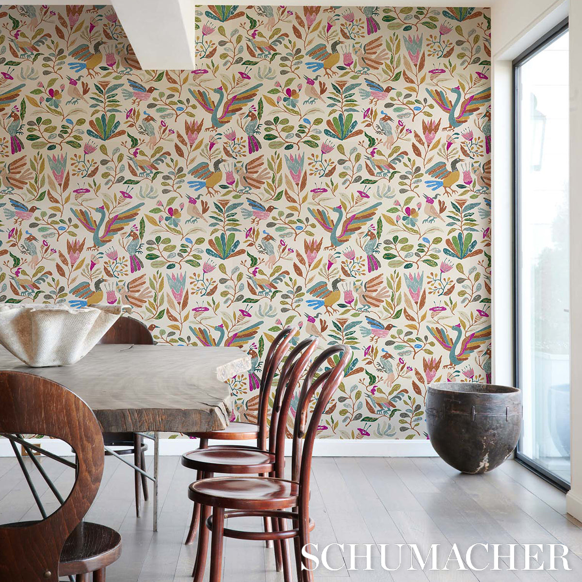 Schumacher Canopy Multi Birds detailfoto bloemen vogels