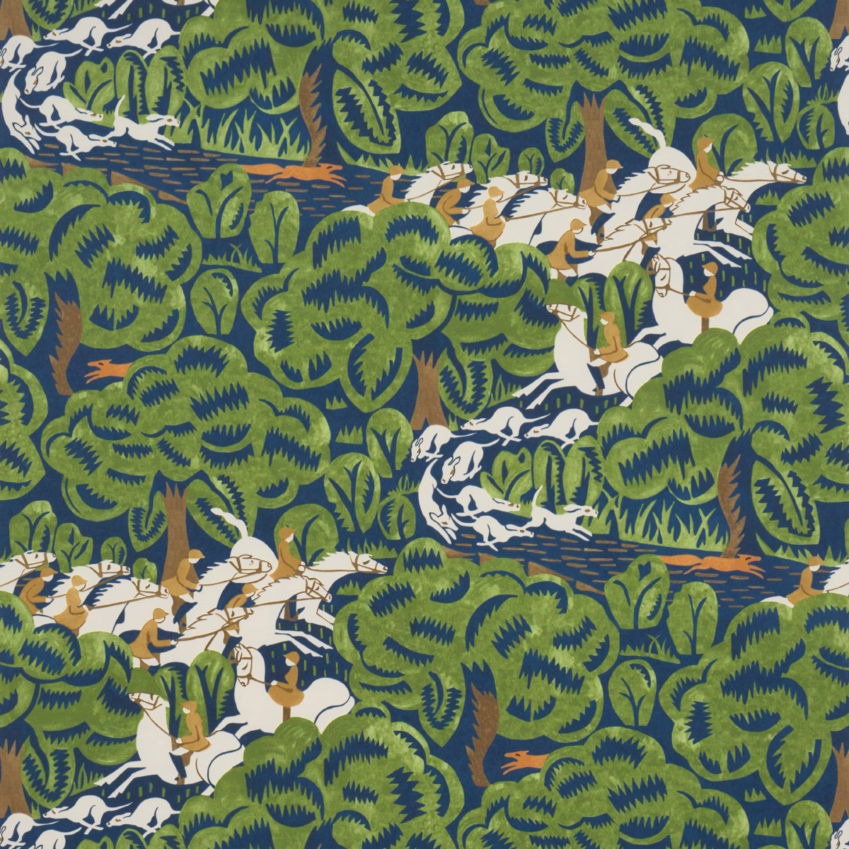 F. Schumacher Fox Chase behang Navy Green 5016151