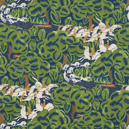 F. Schumacher Fox Chase behang Navy Green 5016151