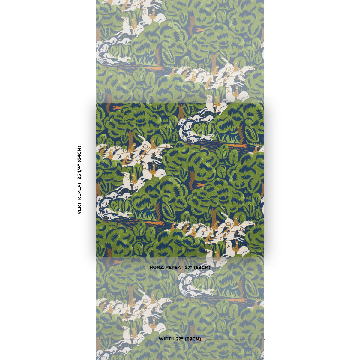 F. Schumacher Fox Chase Navy Green detail