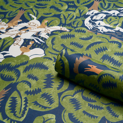 F. Schumacher Fox Chase Navy Green sfeerbeeld 3