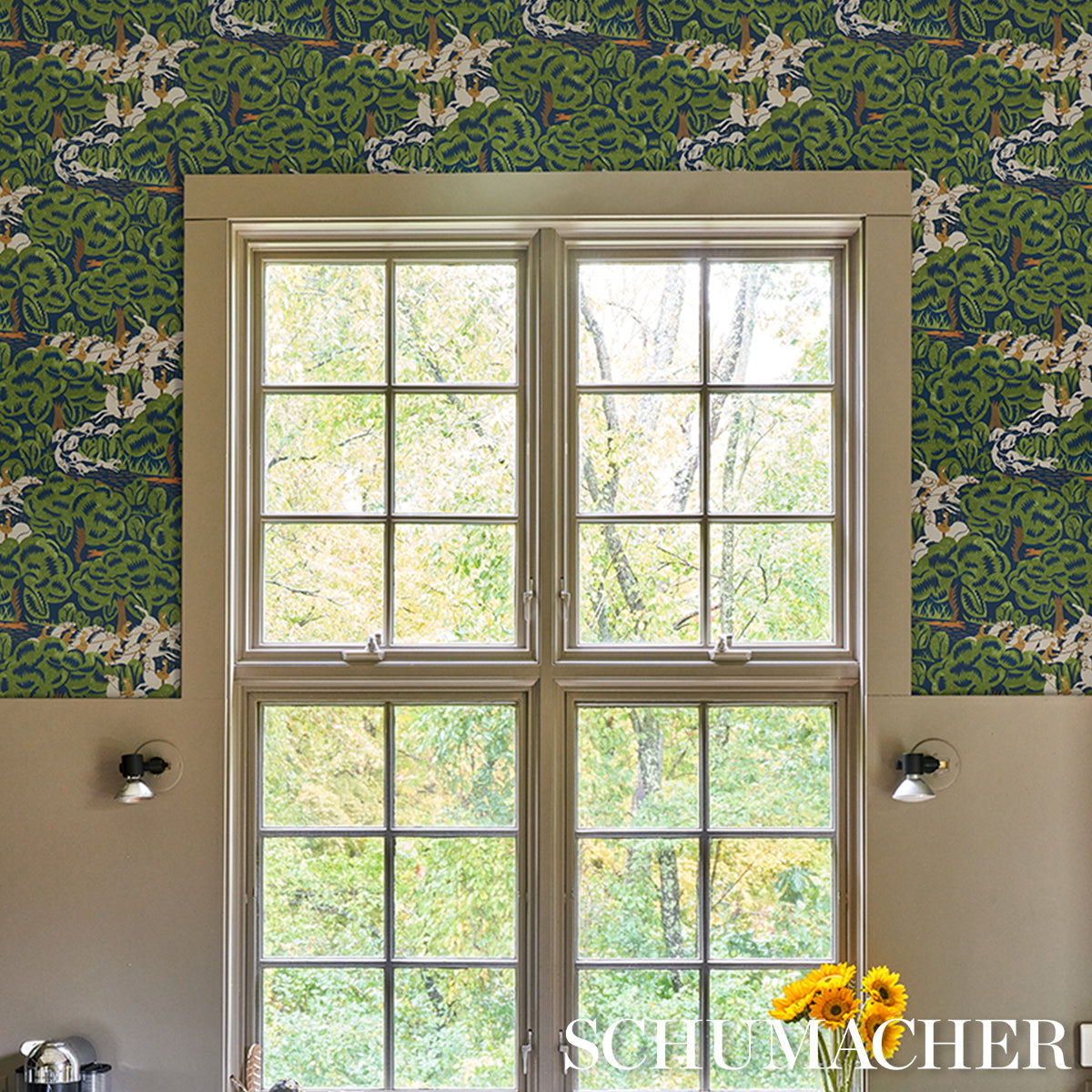 F. Schumacher Fox Chase Navy Green sfeerbeeld 4