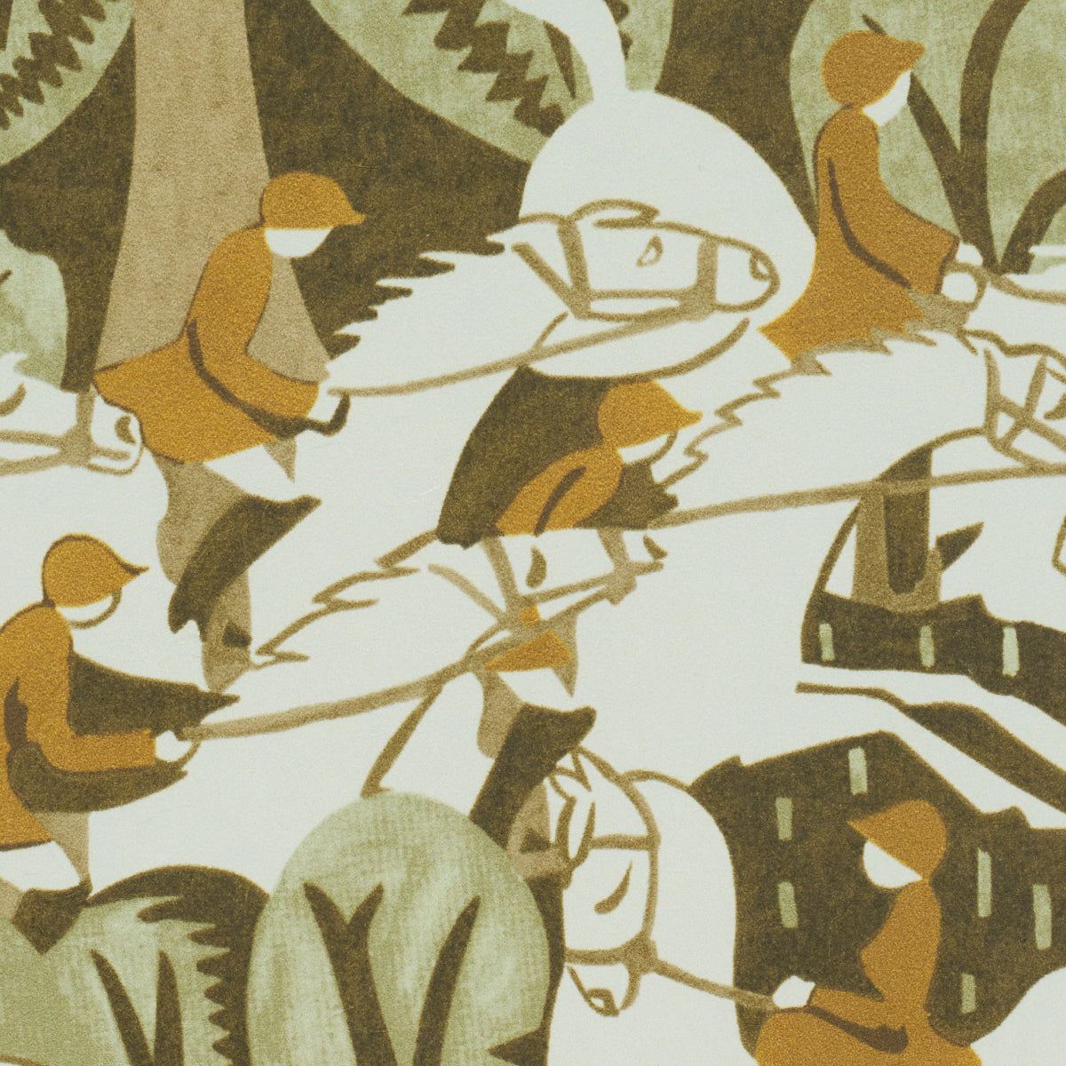 F. Schumacher Fox Chase Sage Soft Brown sfeerbeeld 2
