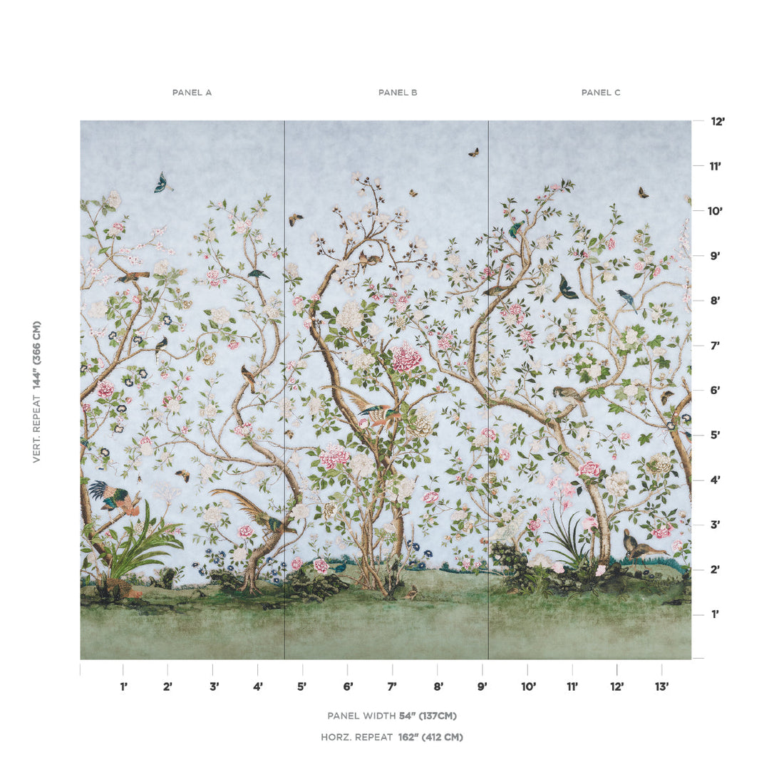 Schumacher Les Oiseaux Panel Set Sky sfeerbeeld