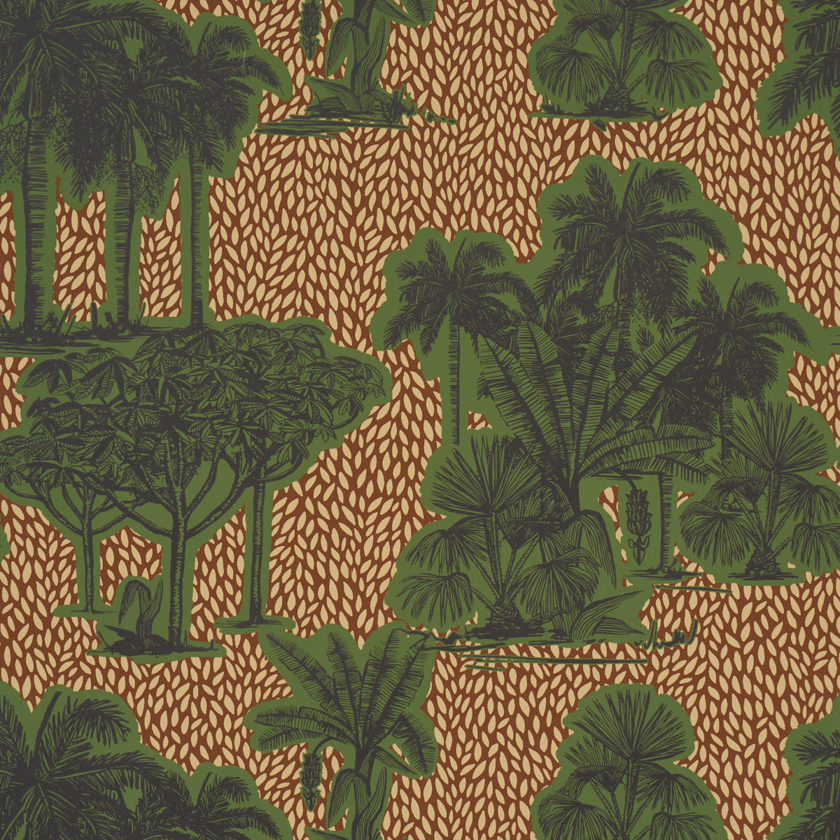 Schumacher Tropical Safari Print behang Orinoco Verdant Oasis 5016920
