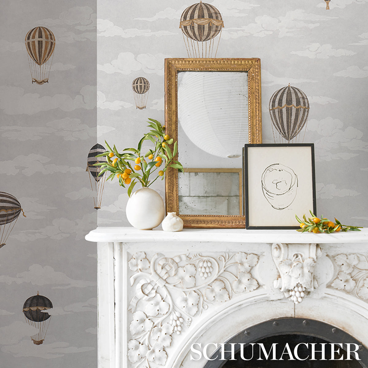 F. Schumacher Up Up And Away Grisaille sfeerbeeld 3