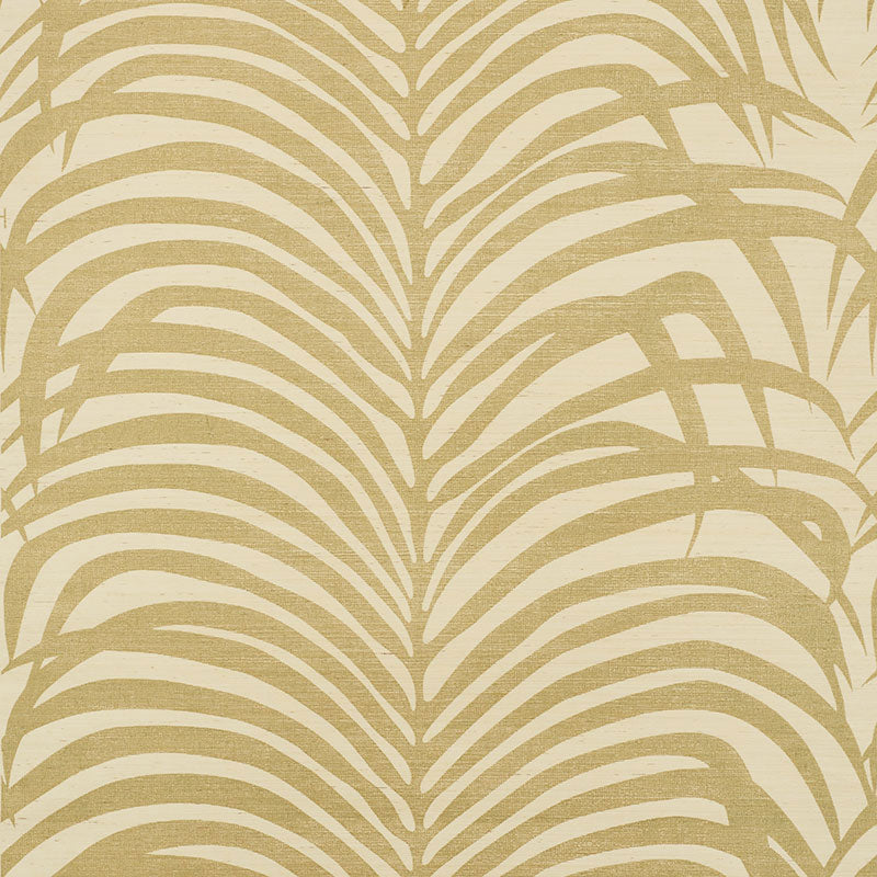 F. Schumacher Zebra Palm Sisal behang Gold On Ivory 5008220