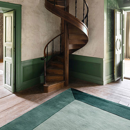 Layered Teklan Box wool vloerkleed Greens trap