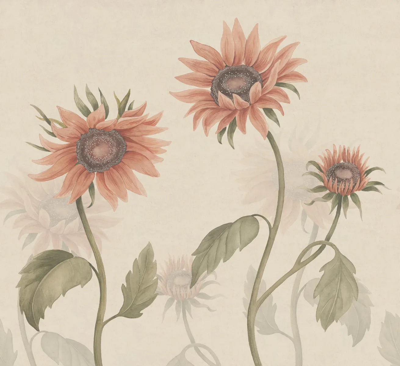 Sandberg Sunflowers Peach S10528