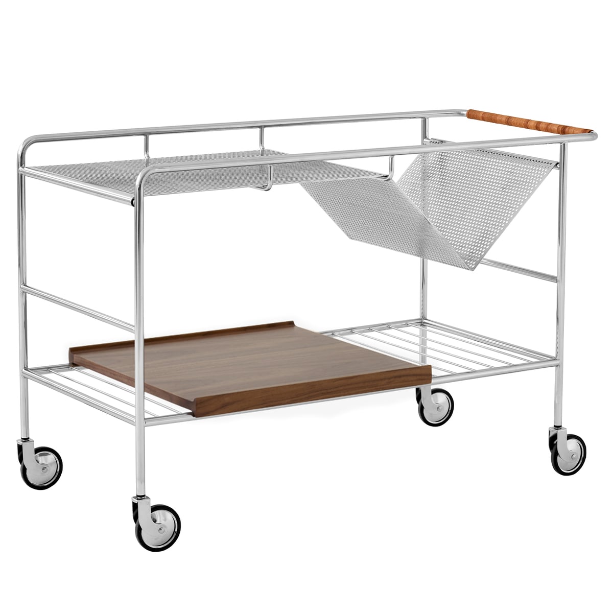 &amp;Tradition Alima NDS1 trolley - Chrome / Lacquered Walnut