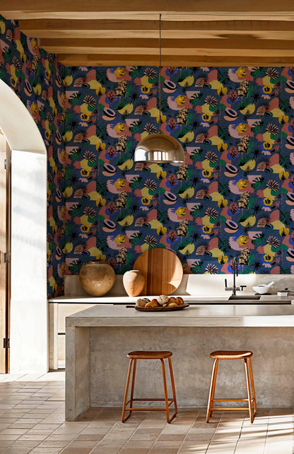 Tres Tintas behang Tropicalia Cobalto BS5306-2
