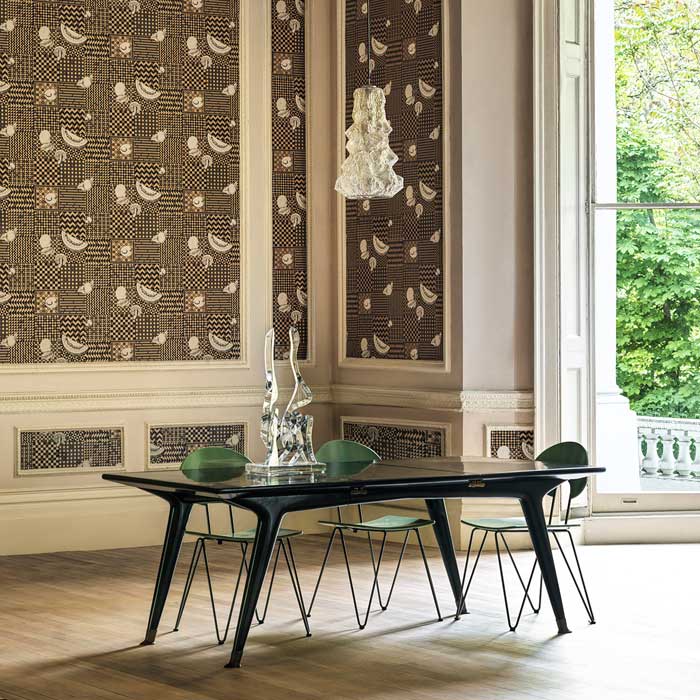 Cole and Son behang Frutta e Geometrico Black, White & Gold 123/6031