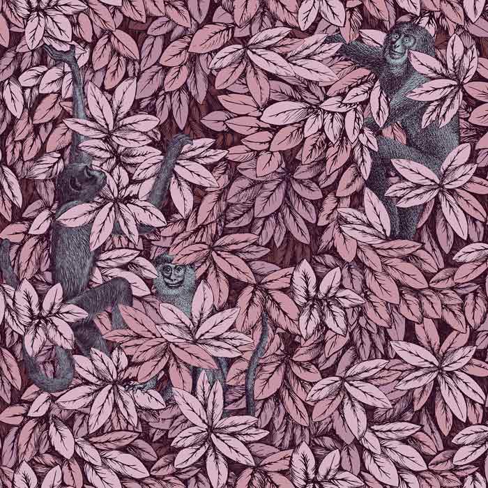 Cole and Son behang Foglie e Scimmie Blush with Blue 123/10048