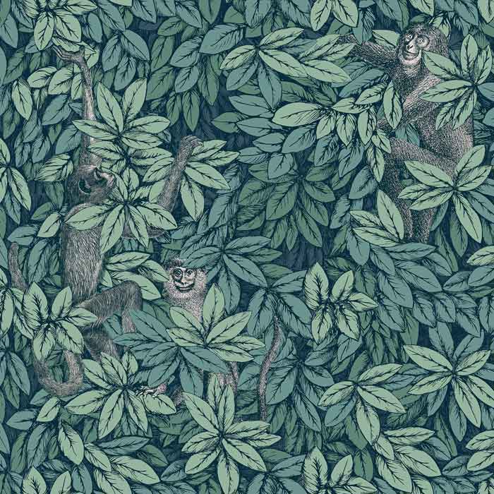 Cole and Son behang Foglie e Scimmie Viridian 123/10046