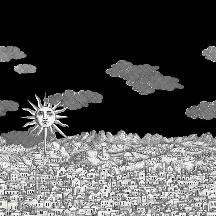 Cole and Son behang Vista Mediterranea Charcoal Sky 123/3012