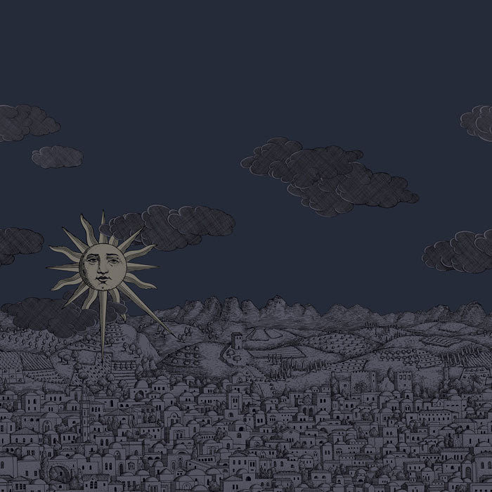 Cole and Son behang Vista Mediterranea Midnight with Gilver Sun 123/3013