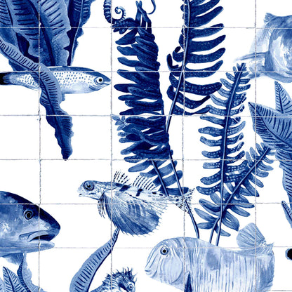 Coordonné behang Bank of Fish Tiles