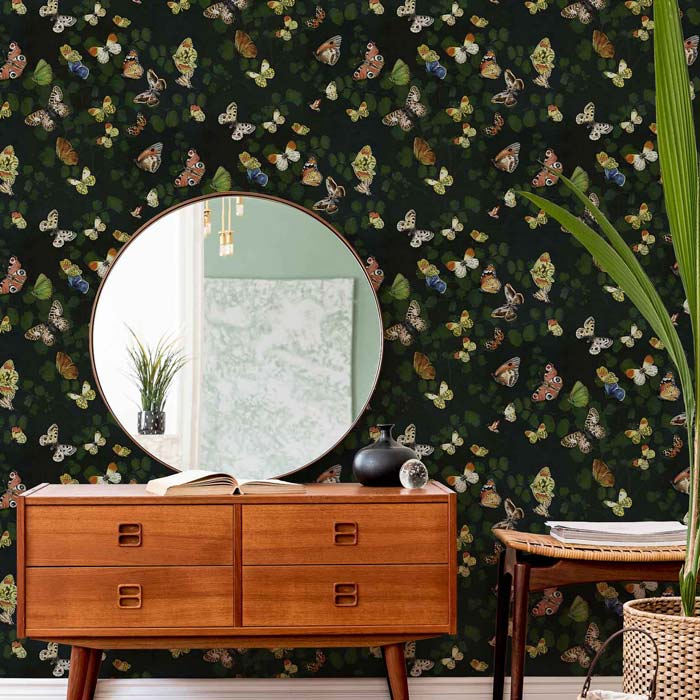Coordonné behang Magic butterflies Night