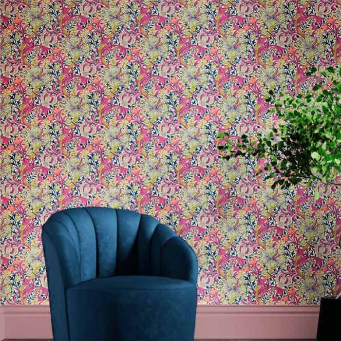 Morris and Co behang Golden Lily Pink Fizz 510006