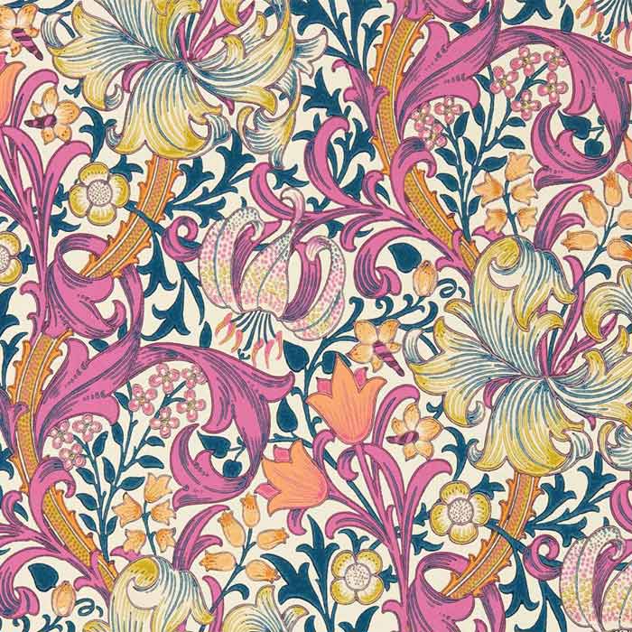 Morris and Co behang Golden Lily Pink Fizz 510006