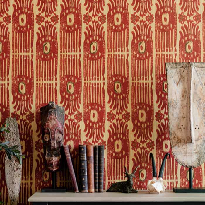 TRIBAL IKAT Lava Red Wallpaper SKU: WP30114