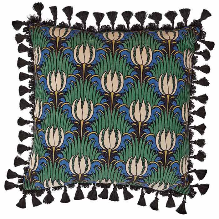 Morris and Co kussen Tulip &amp; Bird Goblin Green/Raven