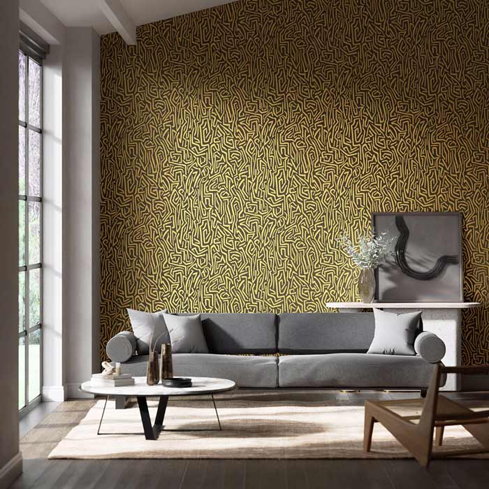 Harlequin behang Melodic Gold/Black Earth 112829