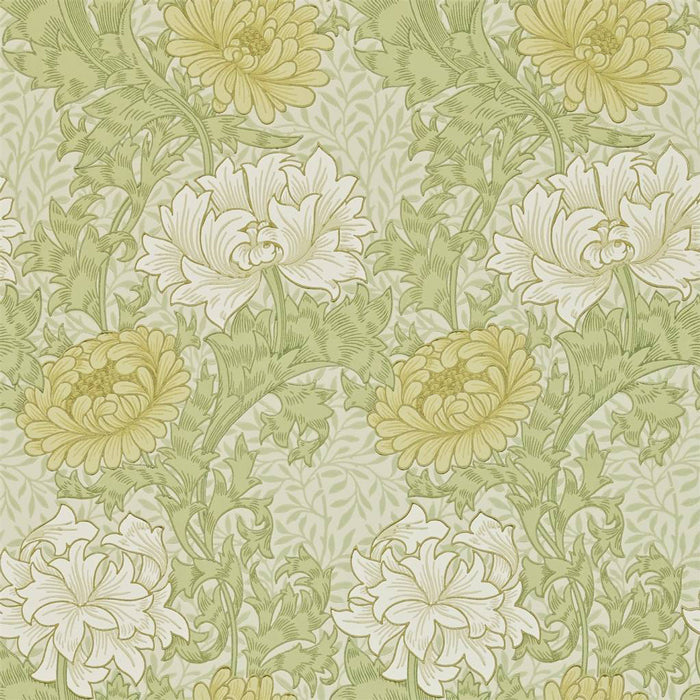 Morris &amp; Co behang Chrystanthemum pale olive 212545