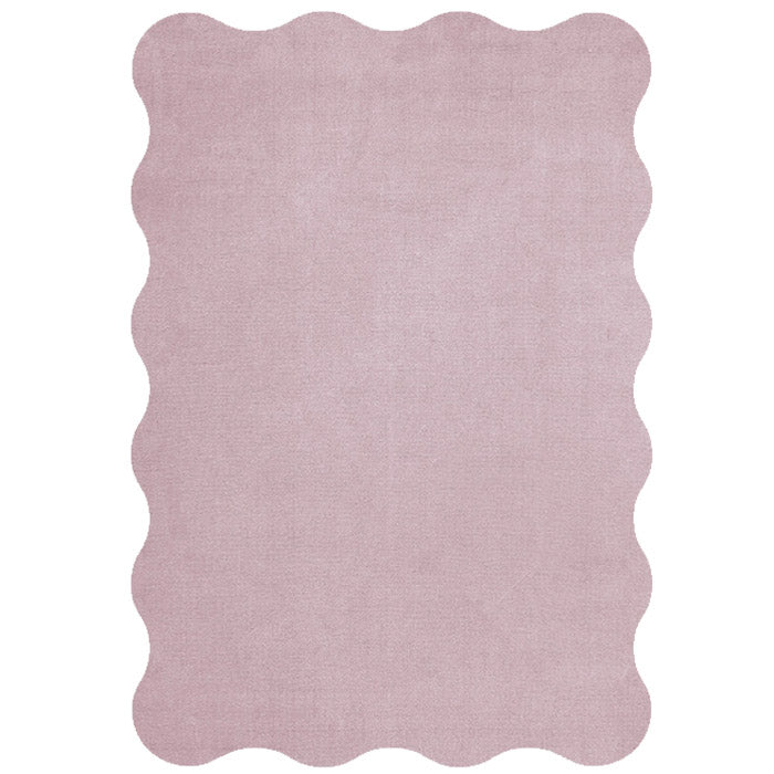 Layered organic scallop Pink Lavender wool vloerkleed