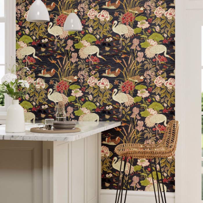 Sanderson Crane & Frog ink Black/multi 217123