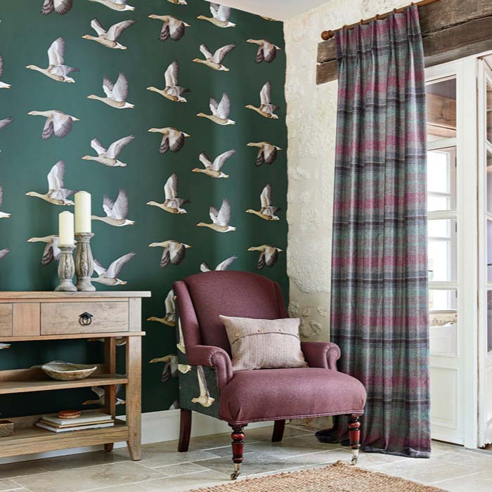 Sanderson Elysian Geese Blue clay 216610
