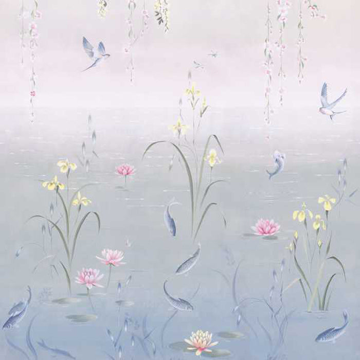 Sanderson Water Garden soft Jade/Pink blossom 217131